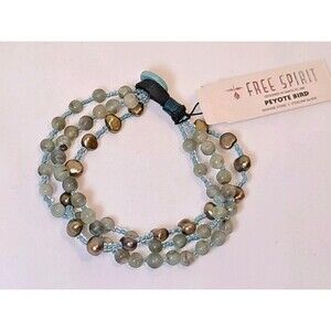 Peyote Bird 3 Strand Natural Stone & Freshwater Pearls 7.25" Bracelet NWT